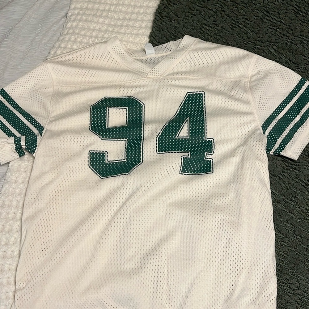 green and white y2k jersey